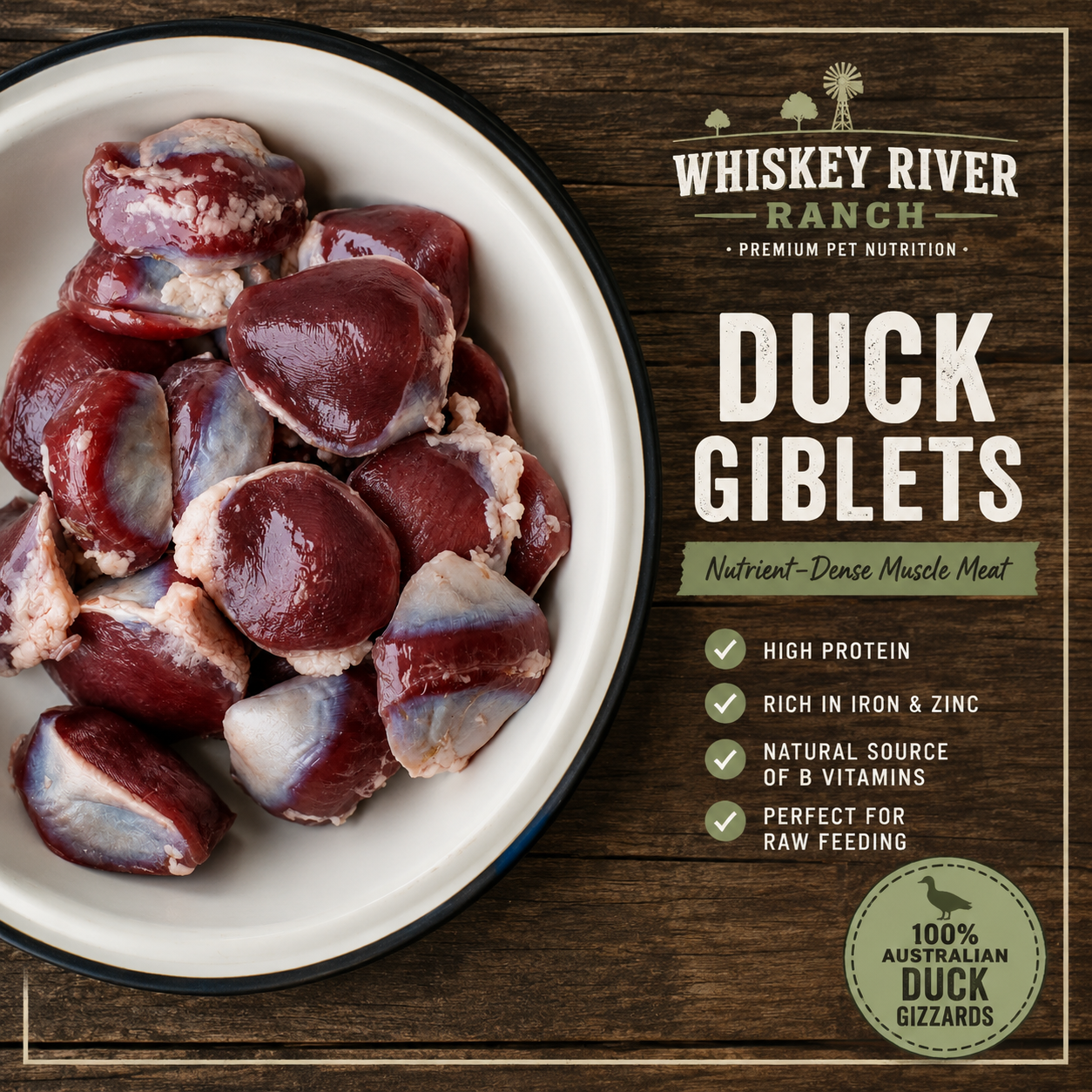 Raw Duck Giblets/Gizzards